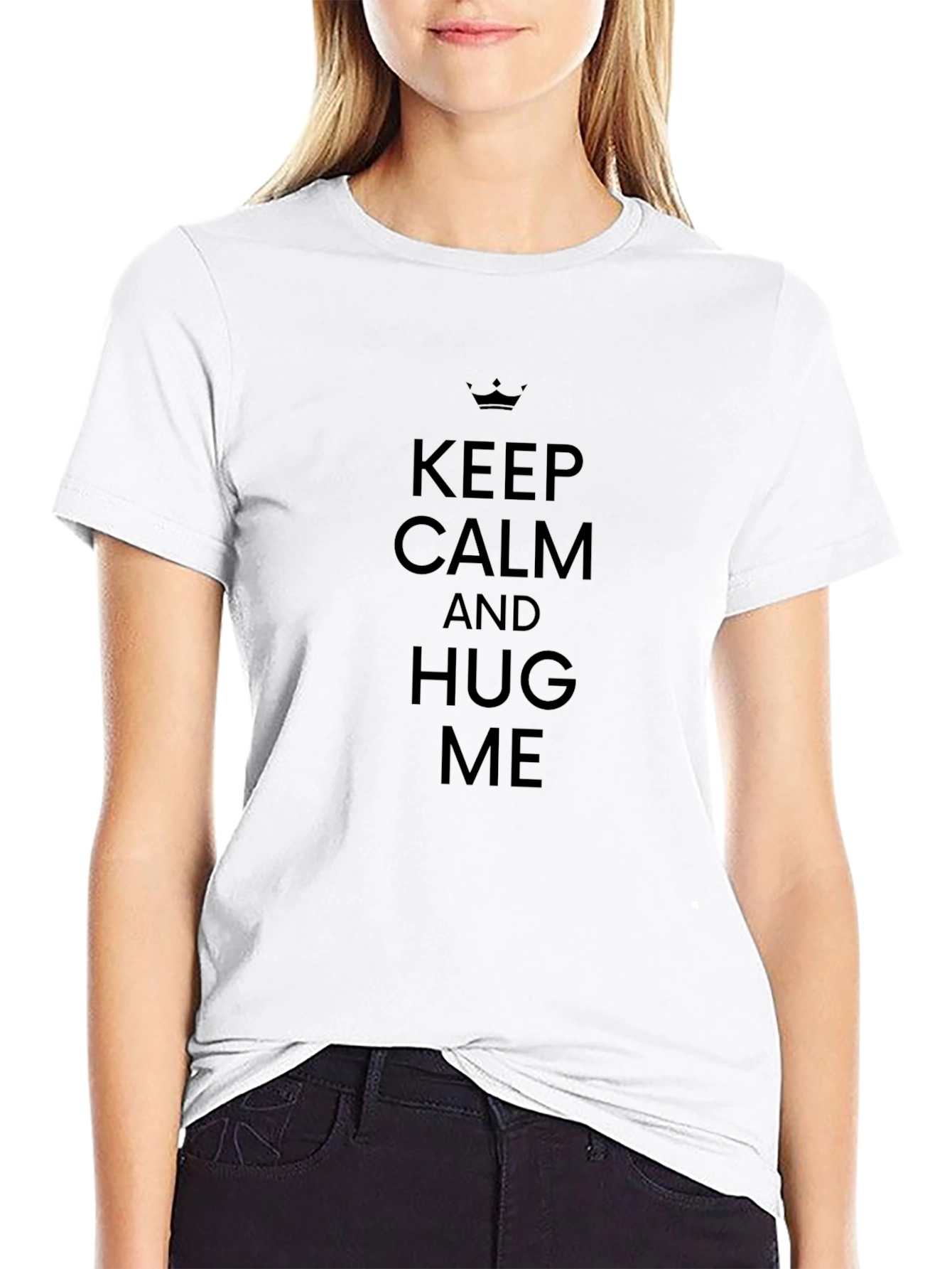 Keep Calm and Hug Me Black T-Shirt