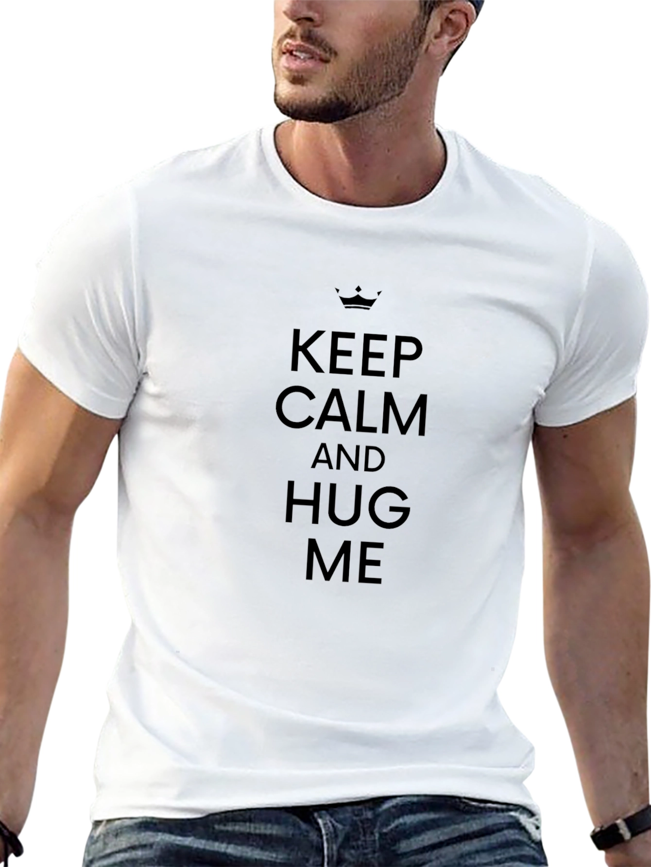 Keep Calm and Hug Me Black T-Shirt
