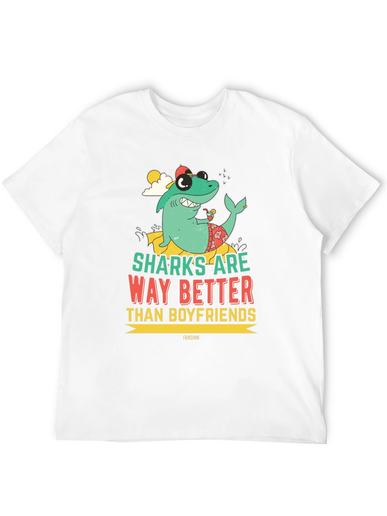 Funny Shark Graphic Novelty Mens T-Shirt