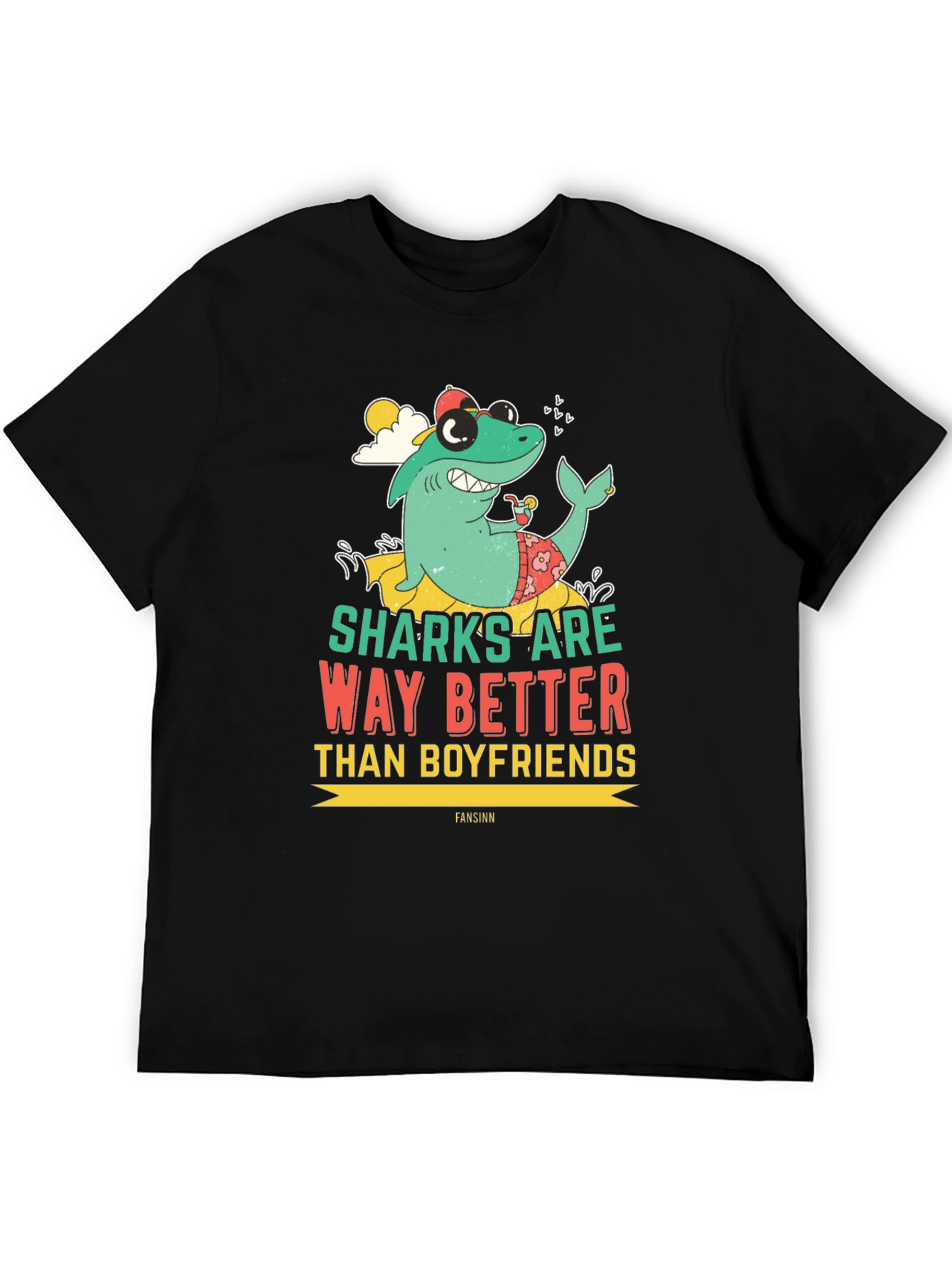 Funny Shark Graphic Novelty Mens T-Shirt