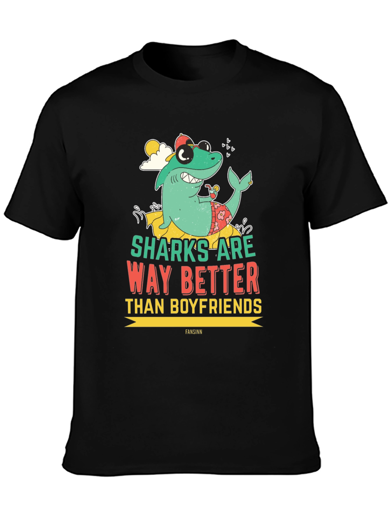 Funny Shark Graphic Novelty Mens T-Shirt