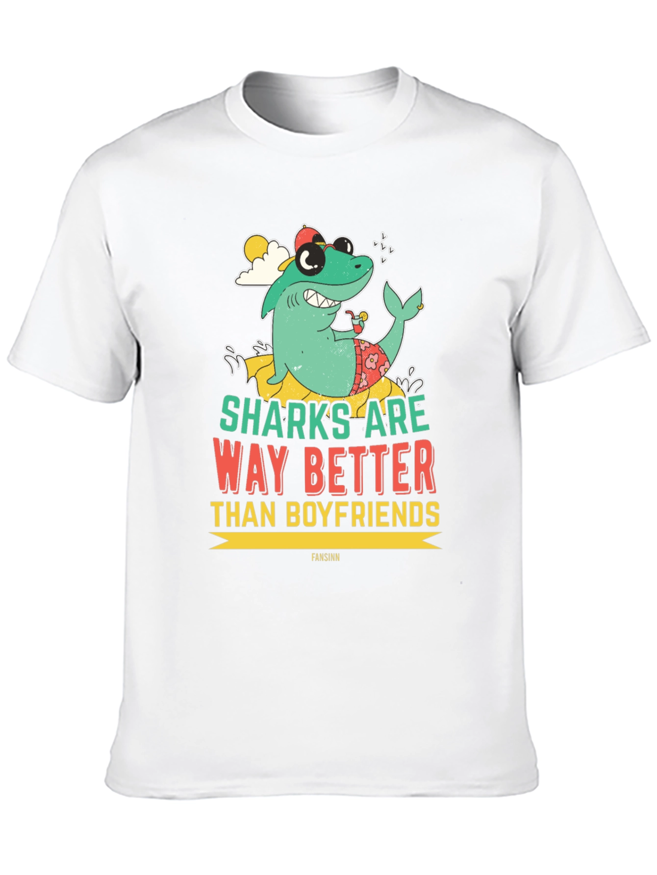 Funny Shark Graphic Novelty Mens T-Shirt