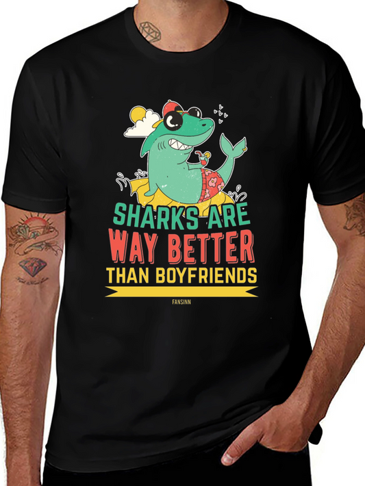 Funny Shark Graphic Novelty Mens T-Shirt