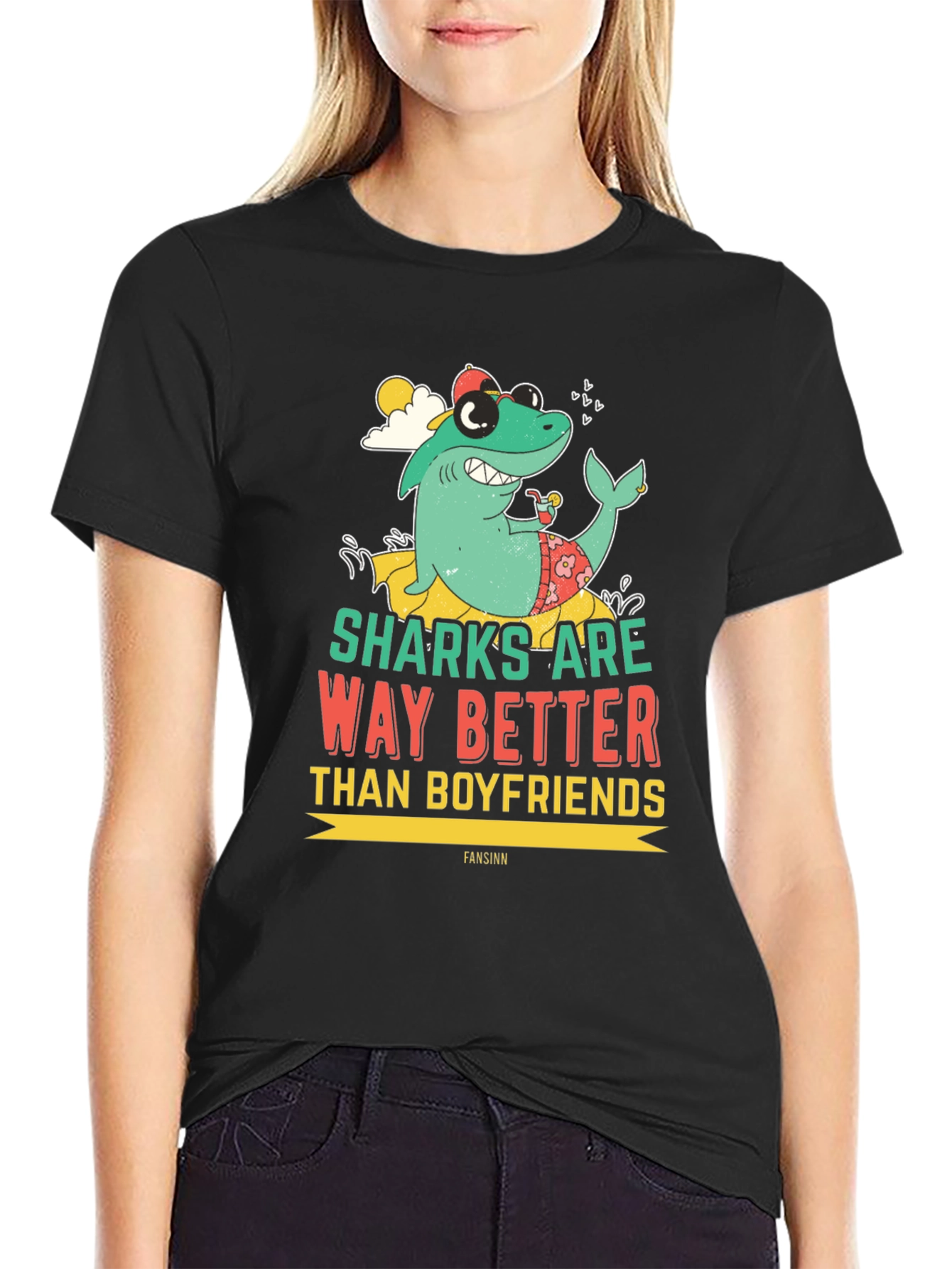Funny Shark Graphic Novelty Mens T-Shirt