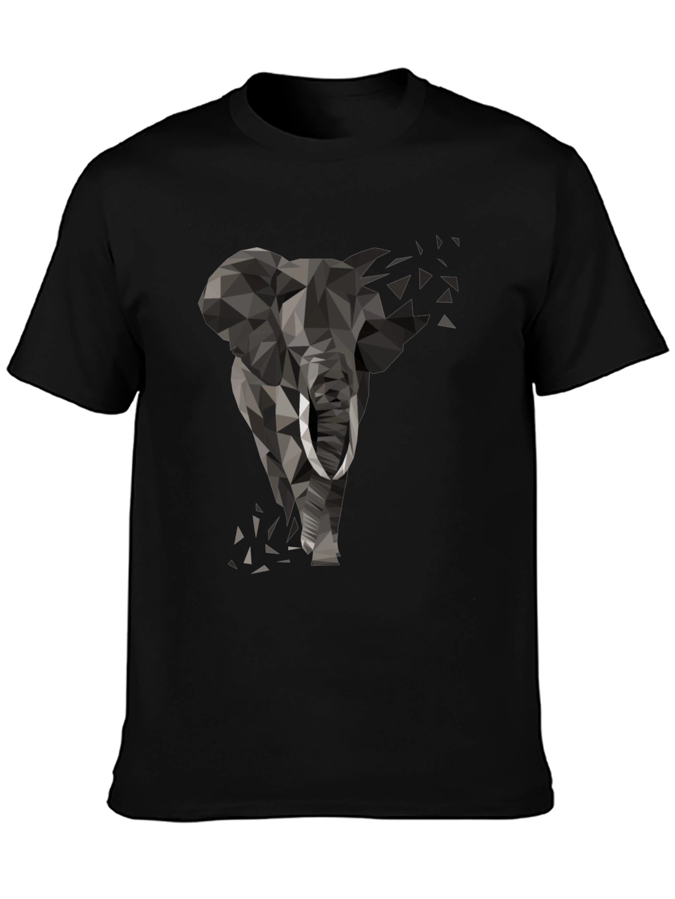 Geometric Elephant Graphic Tee - Modern Black T-Shirt