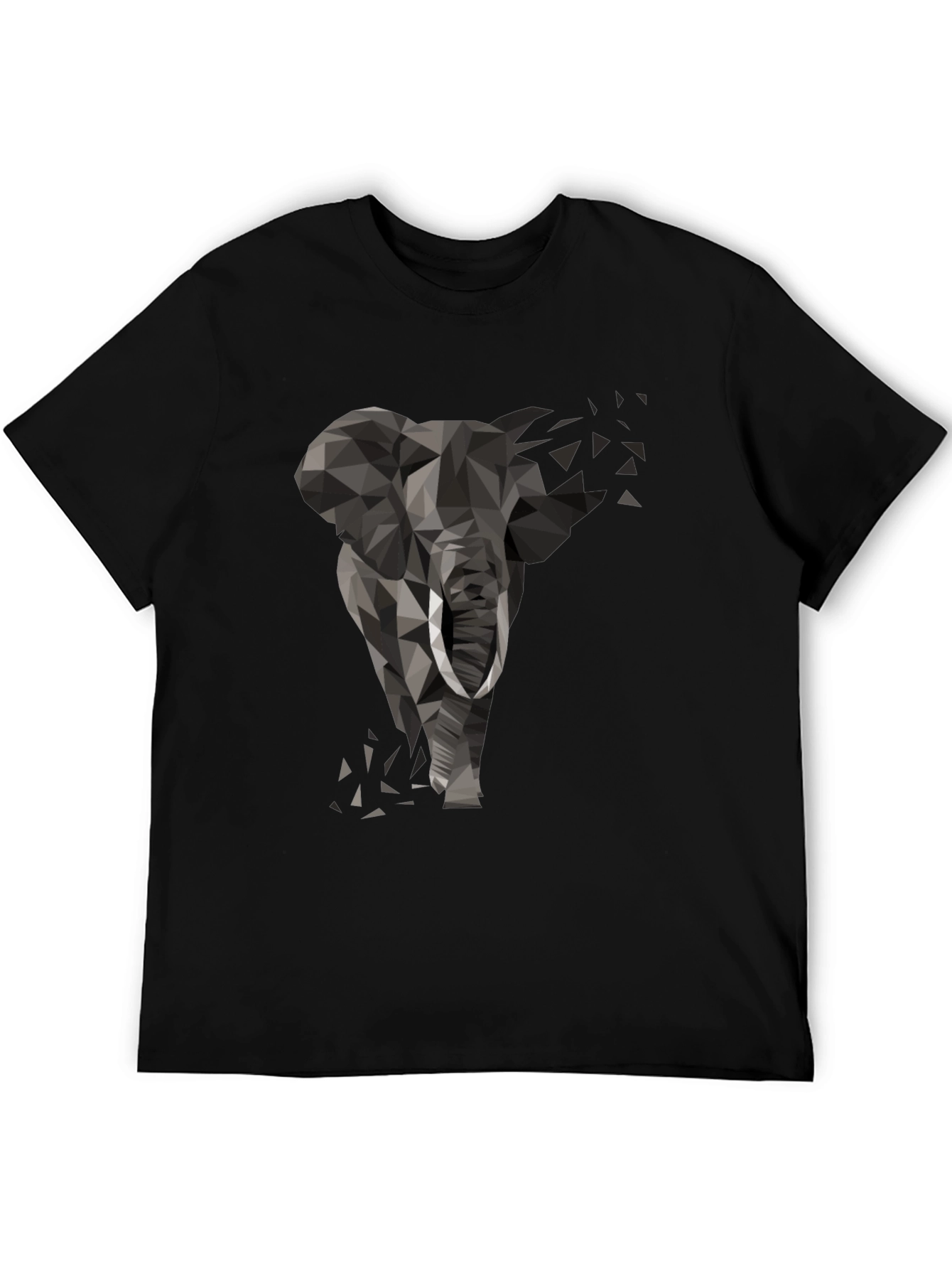 Geometric Elephant Graphic Tee - Modern Black T-Shirt