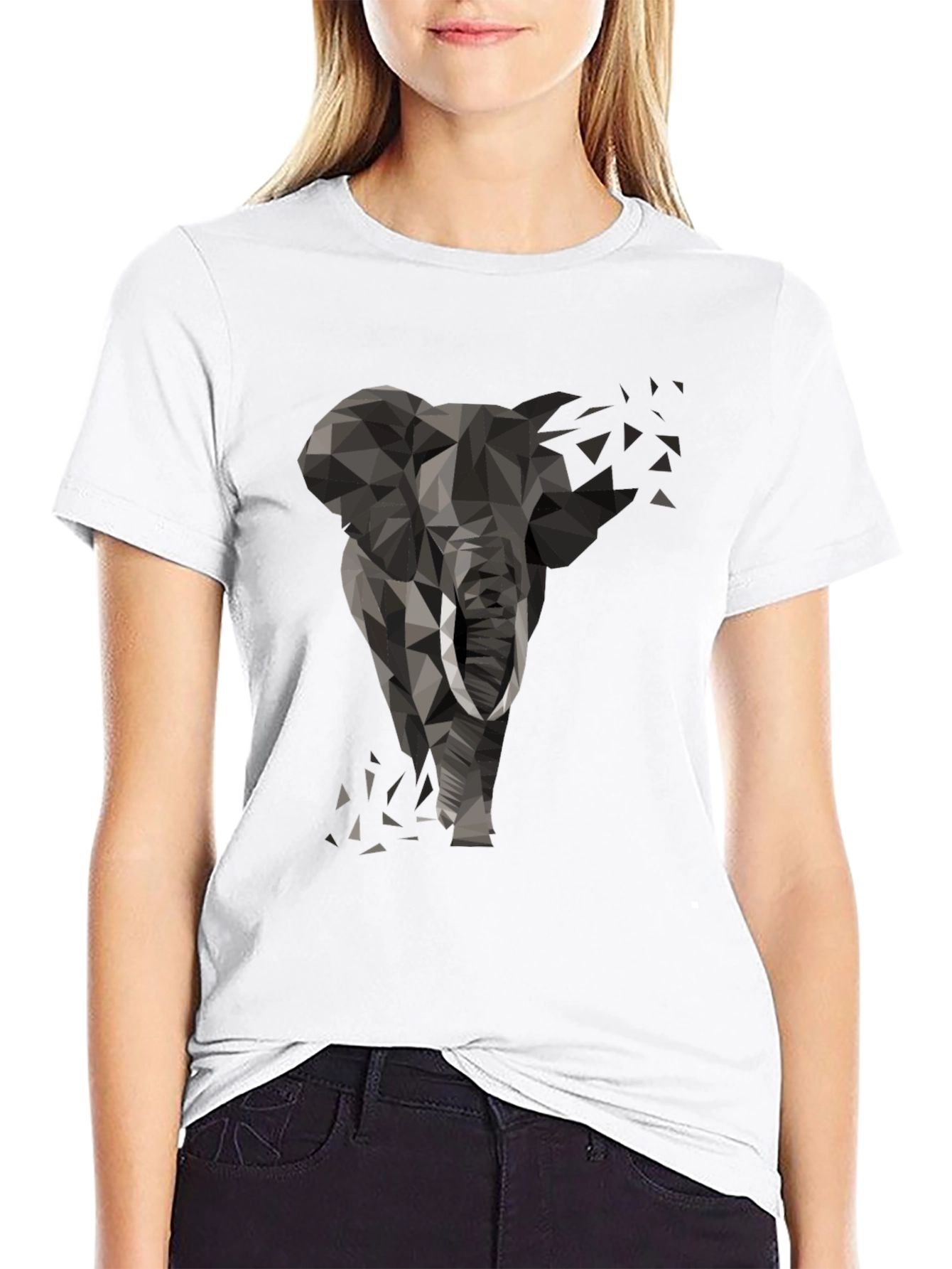 Geometric Elephant Graphic Tee - Modern Black T-Shirt