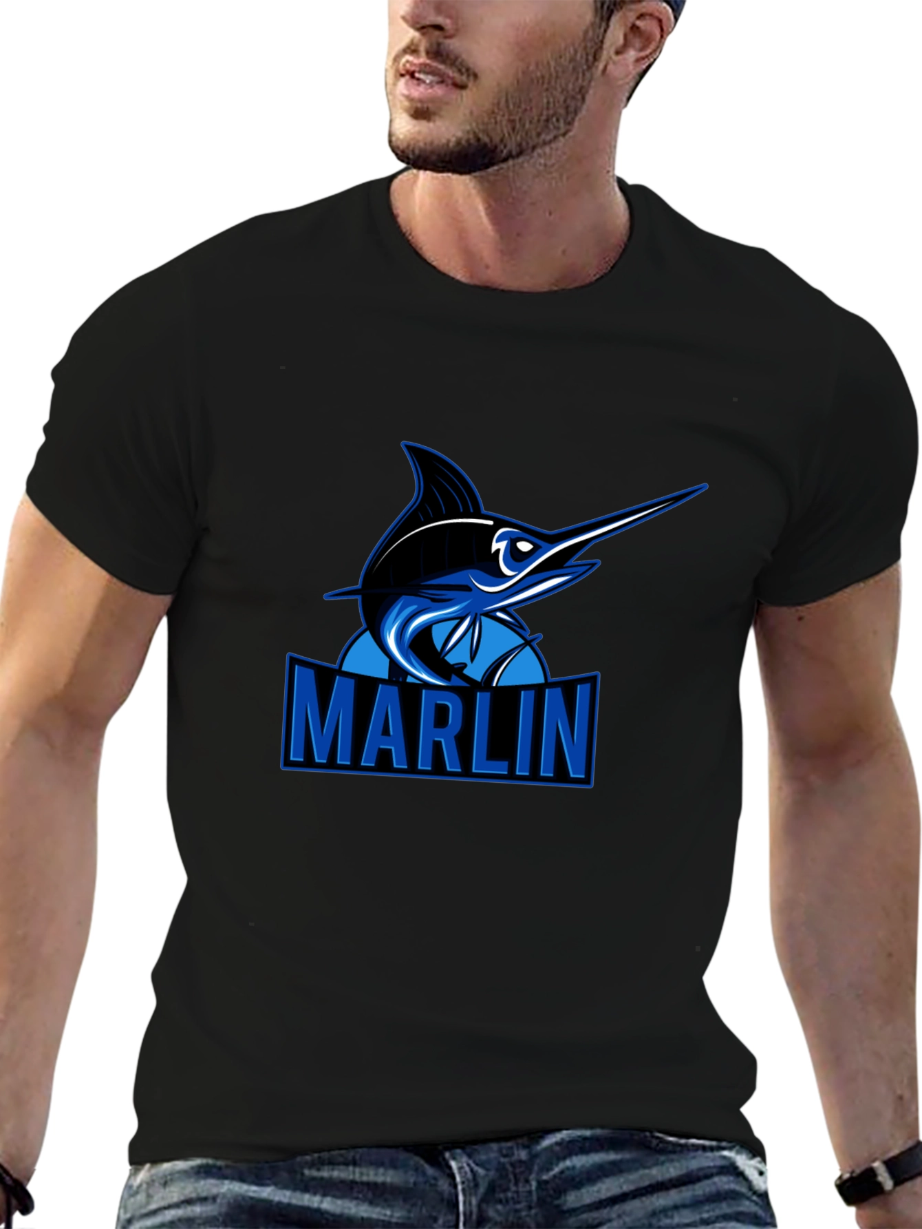 Marlin Graphic Tee - Black Casual T-Shirt