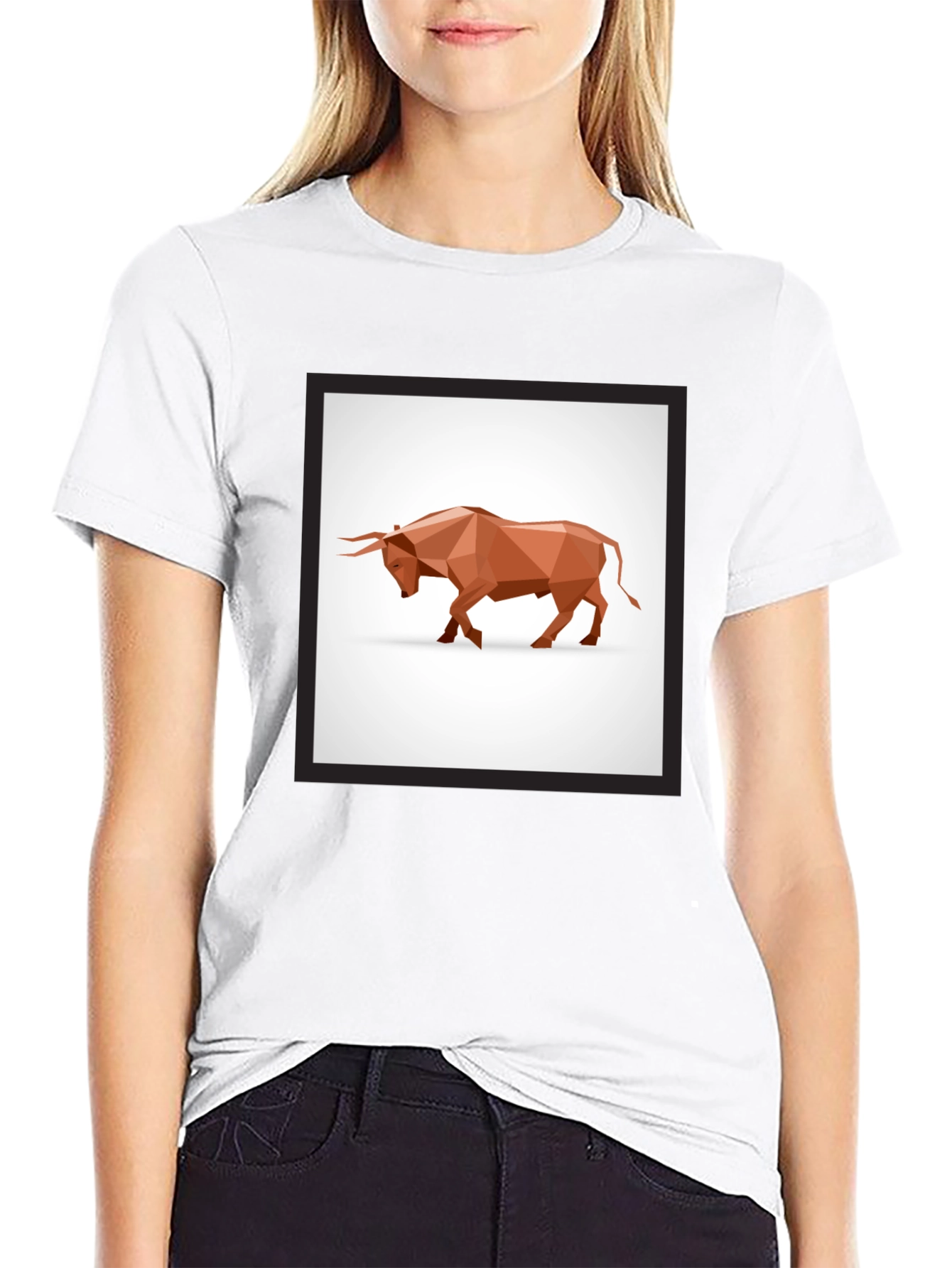 Geometric Bull Graphic Tee - Modern Style