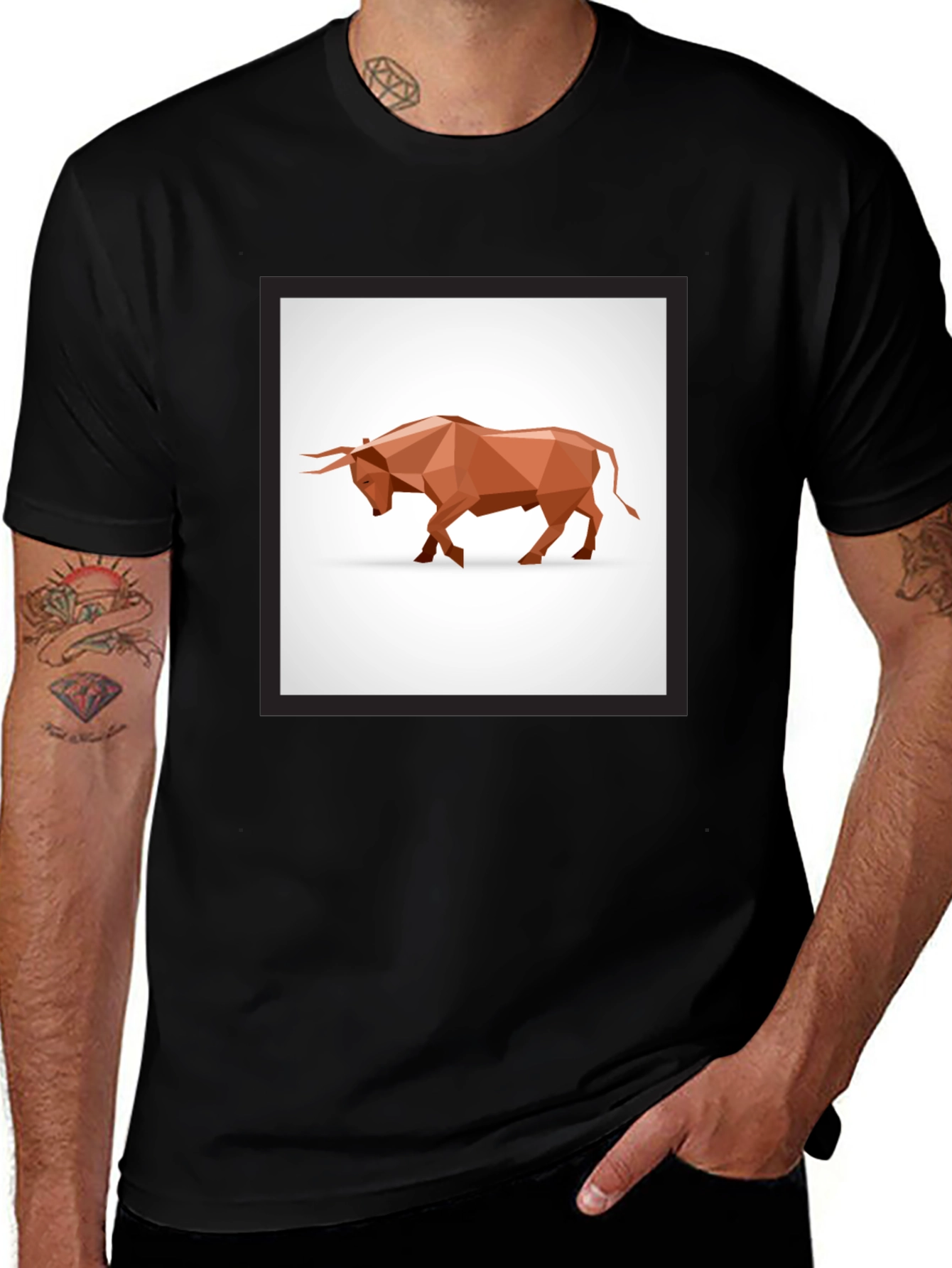 Geometric Bull Graphic Tee - Modern Style