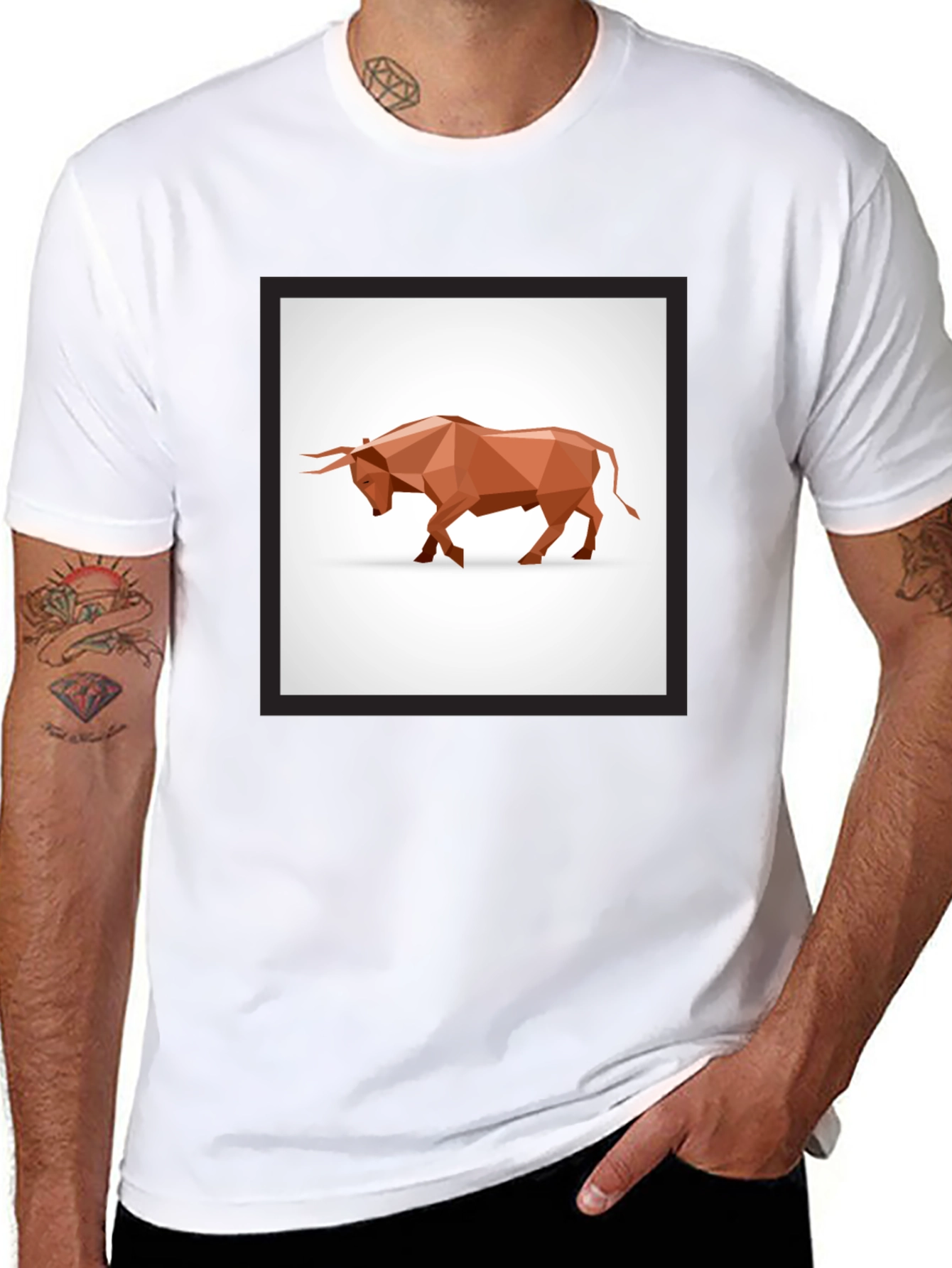 Geometric Bull Graphic Tee - Modern Style