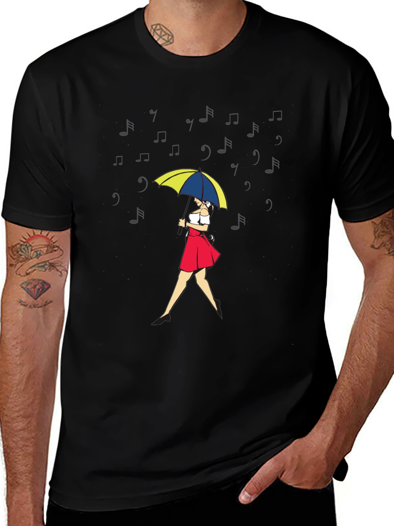 Musical Rain T-Shirt - Woman with Umbrella