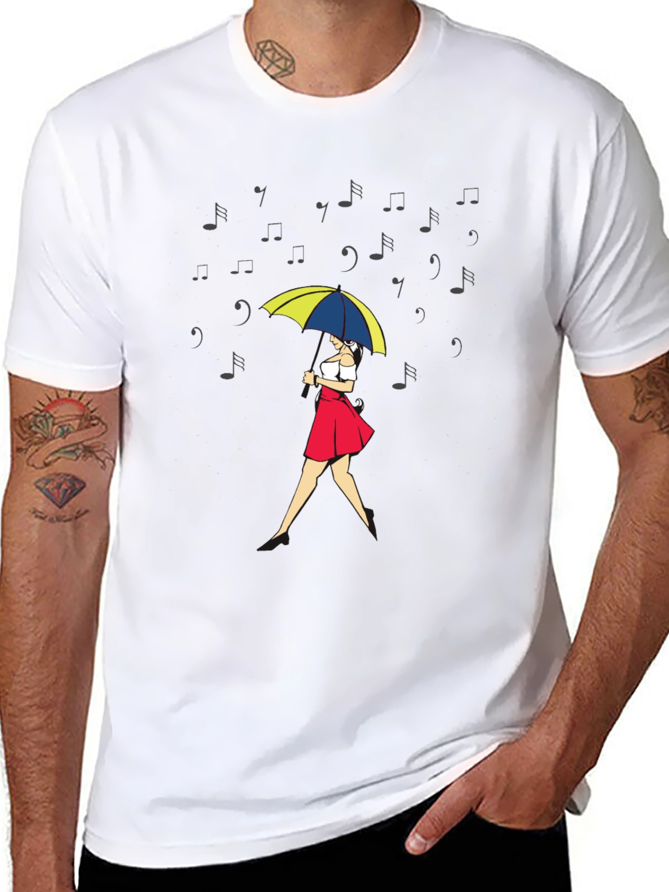 Musical Rain T-Shirt - Woman with Umbrella
