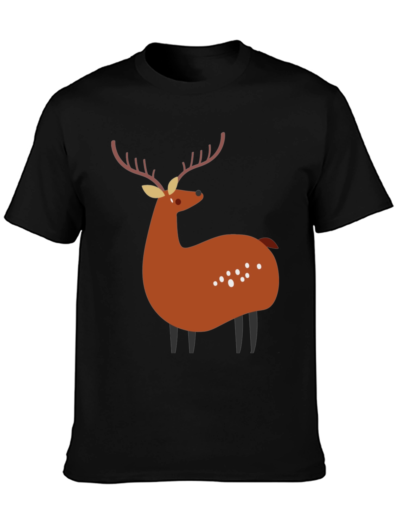 Stylized Deer Graphic Tee - Black Unisex Shirt