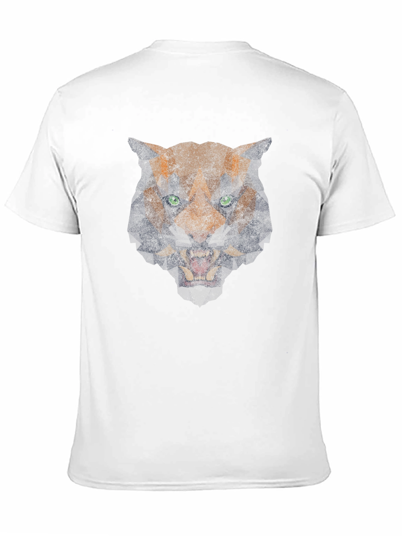 Geometric Tiger Graphic Print Black T-Shirt
