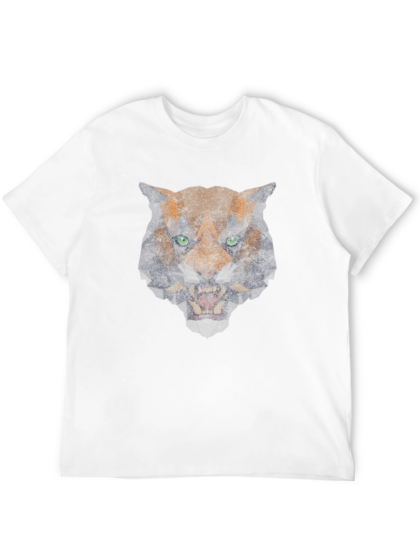 Geometric Tiger Graphic Print Black T-Shirt