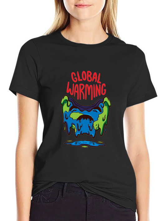 Global Warming Graphic Tee - Black Cotton T-Shirt