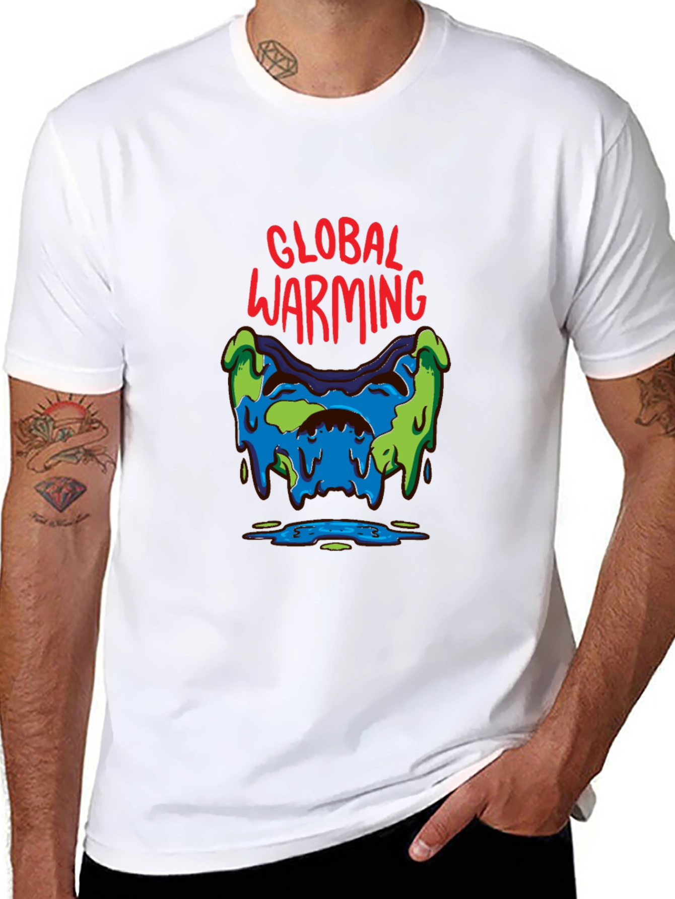 Global Warming Graphic Tee - Black Cotton T-Shirt