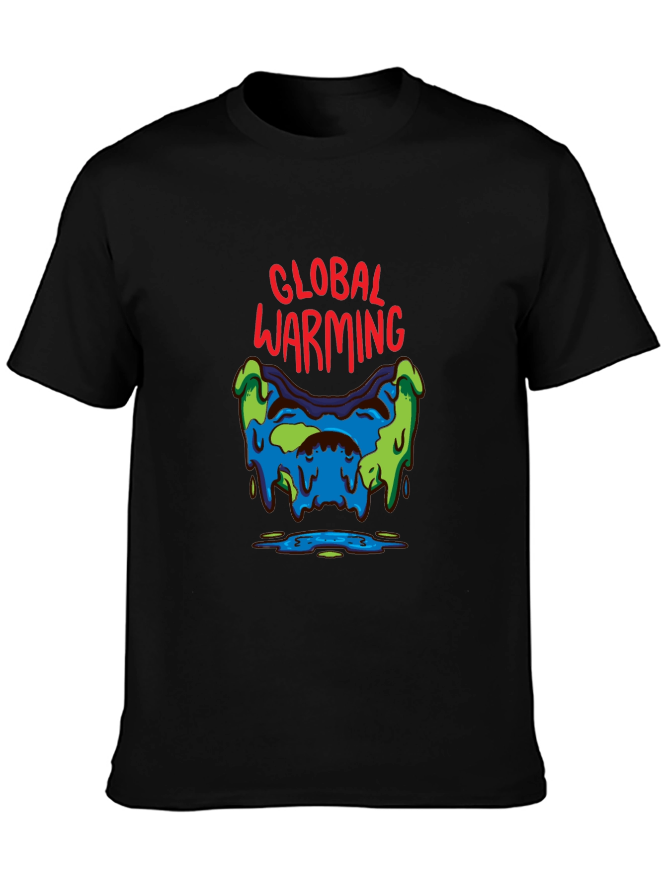 Global Warming Graphic Tee - Black Cotton T-Shirt