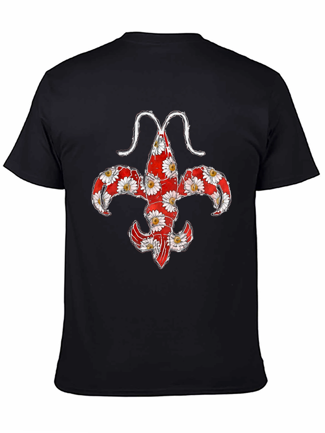 Floral Fleur-de-lis Lobster Graphic T-Shirt