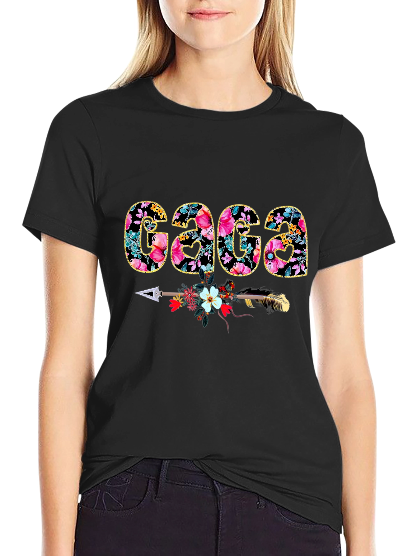 Floral GAGA Graphic Tee - Arrow Accent