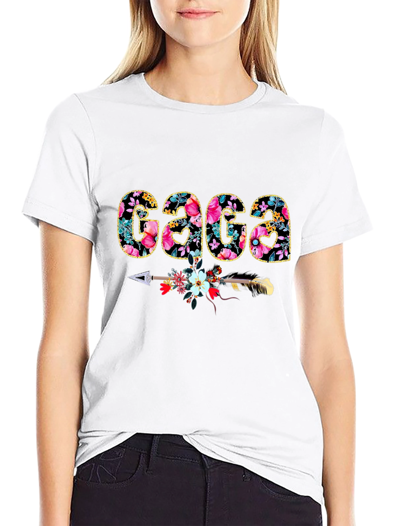 Floral GAGA Graphic Tee - Arrow Accent
