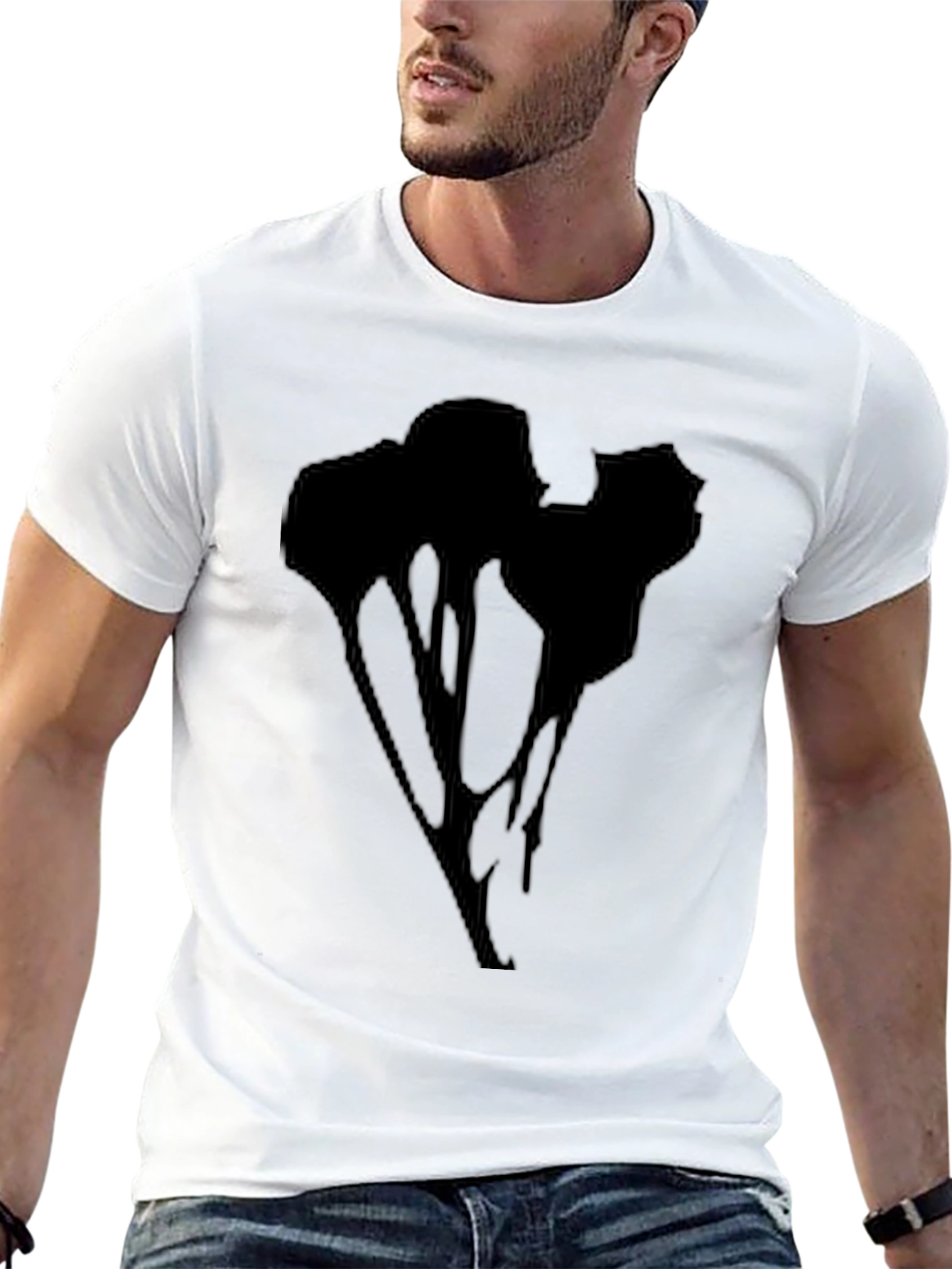 Abstract Drip Graphic Black T-Shirt