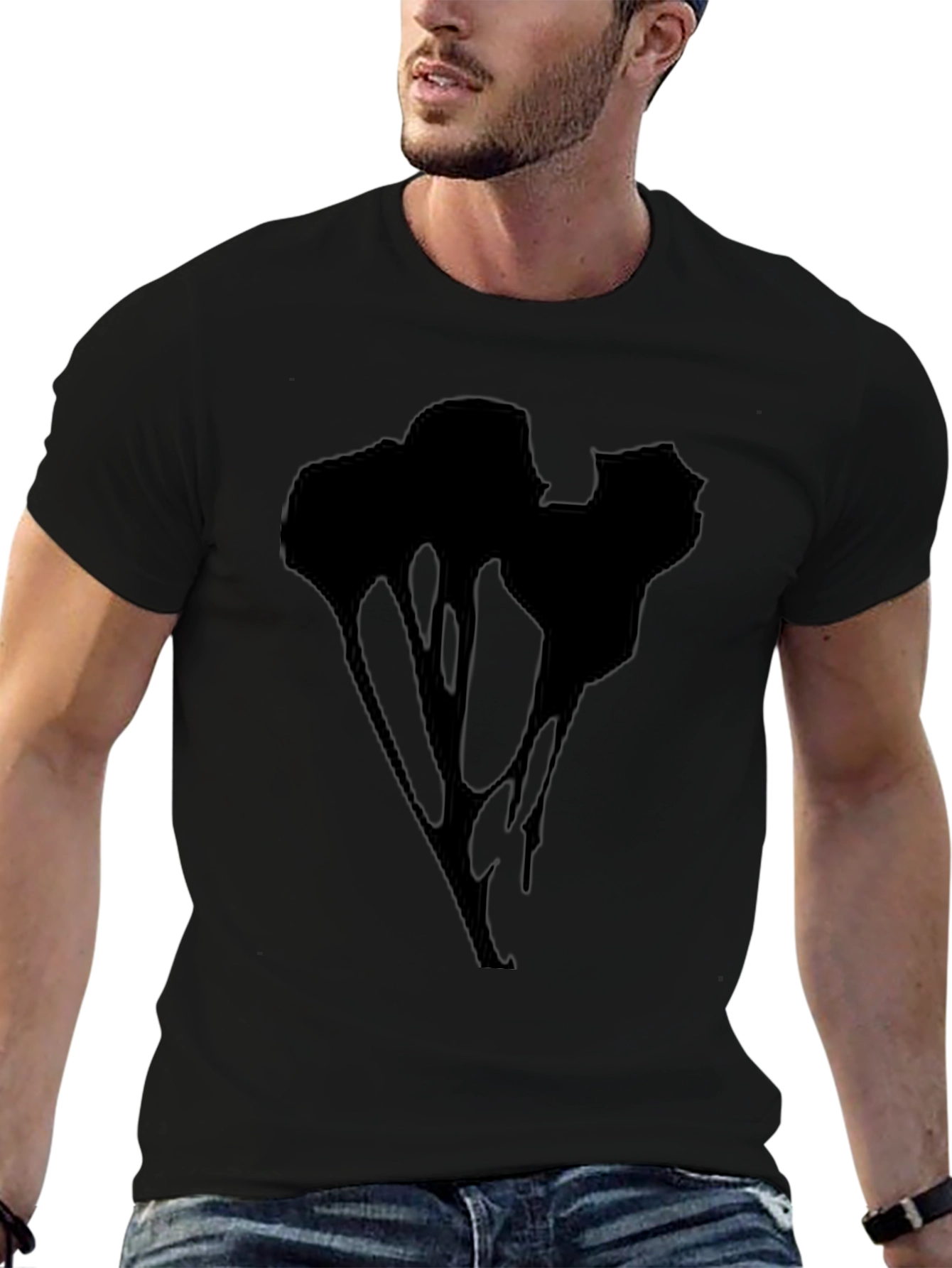 Abstract Drip Graphic Black T-Shirt