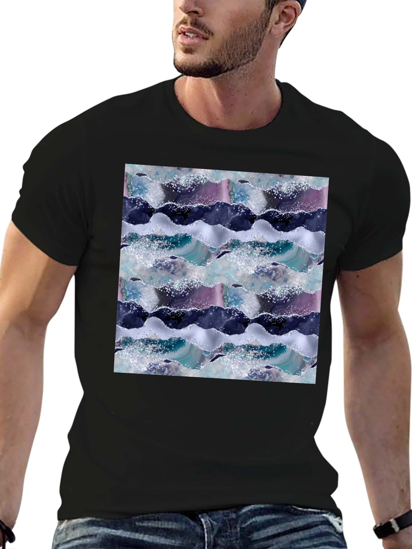 Abstract Waves Graphic Tee - Cool Casual Style