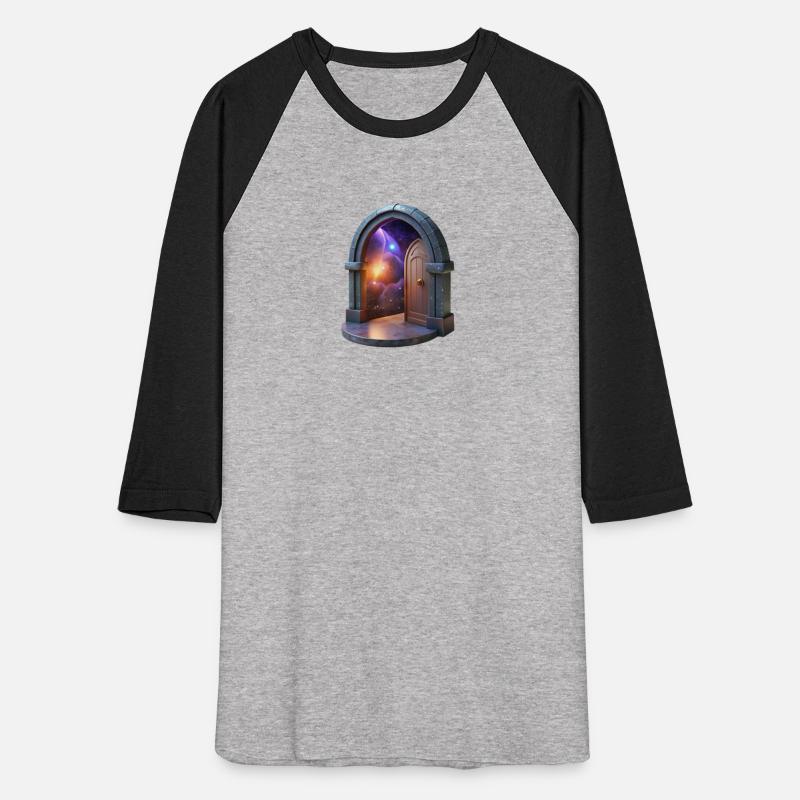 3D render stone archway door to cosmic