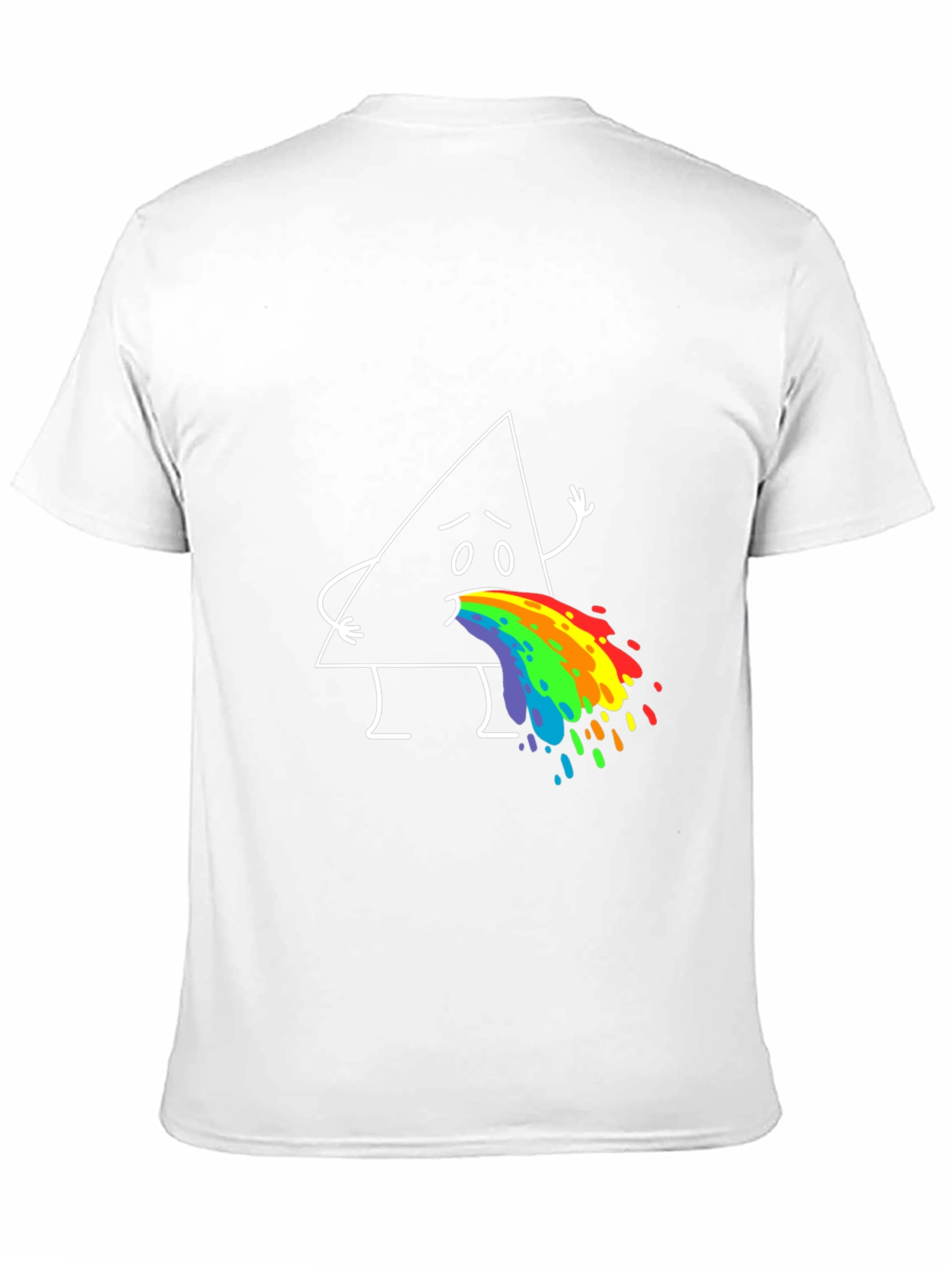 Funny Triangle Rainbow Puke Graphic Tee