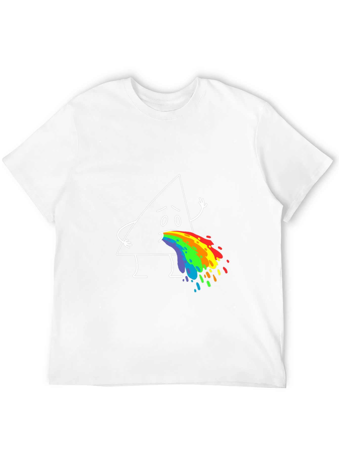 Funny Triangle Rainbow Puke Graphic Tee
