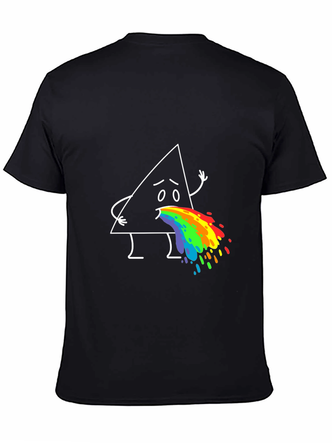 Funny Triangle Rainbow Puke Graphic Tee