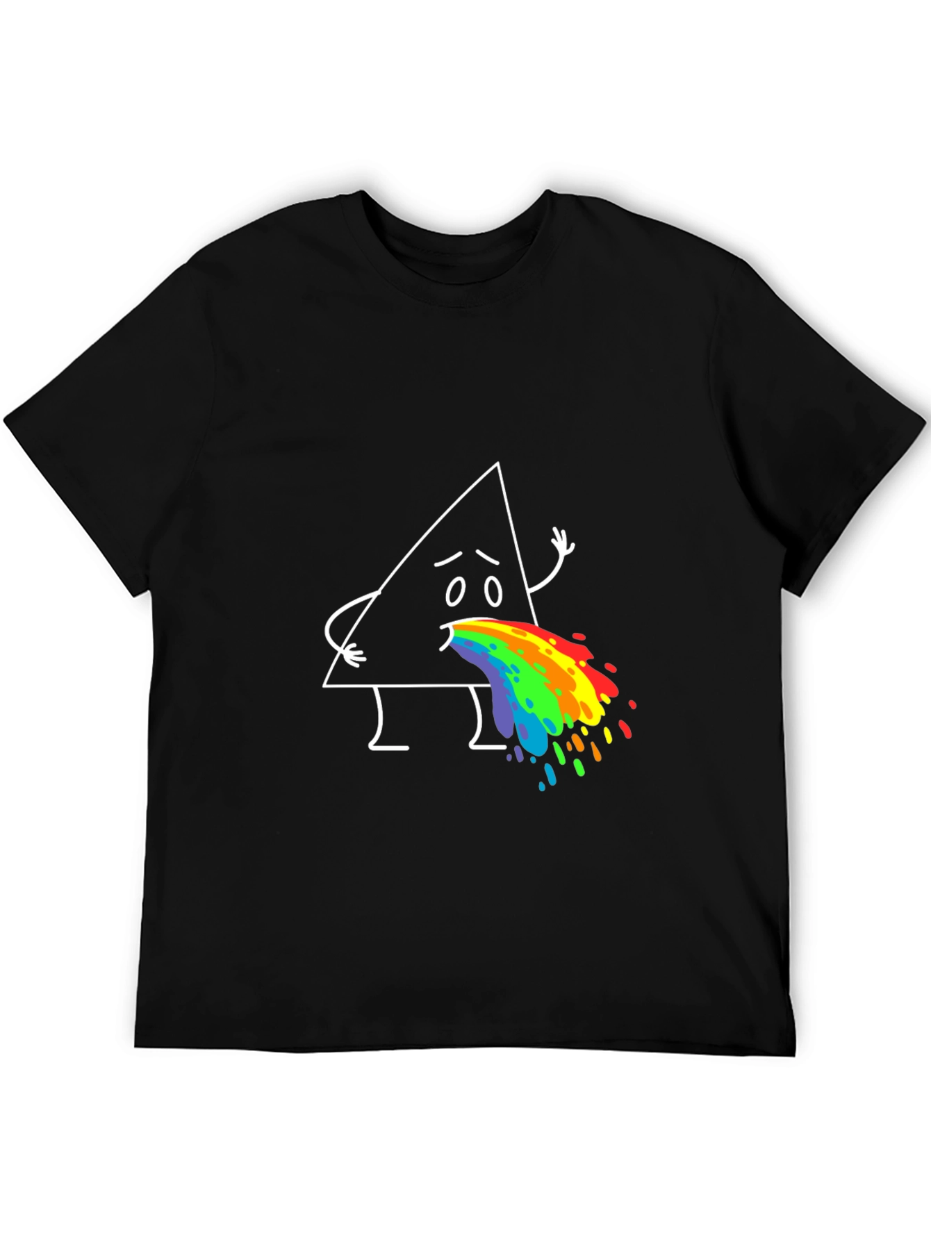 Funny Triangle Rainbow Puke Graphic Tee