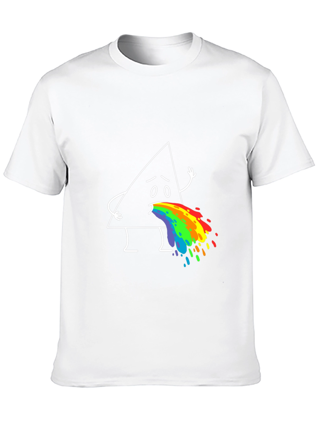 Funny Triangle Rainbow Puke Graphic Tee