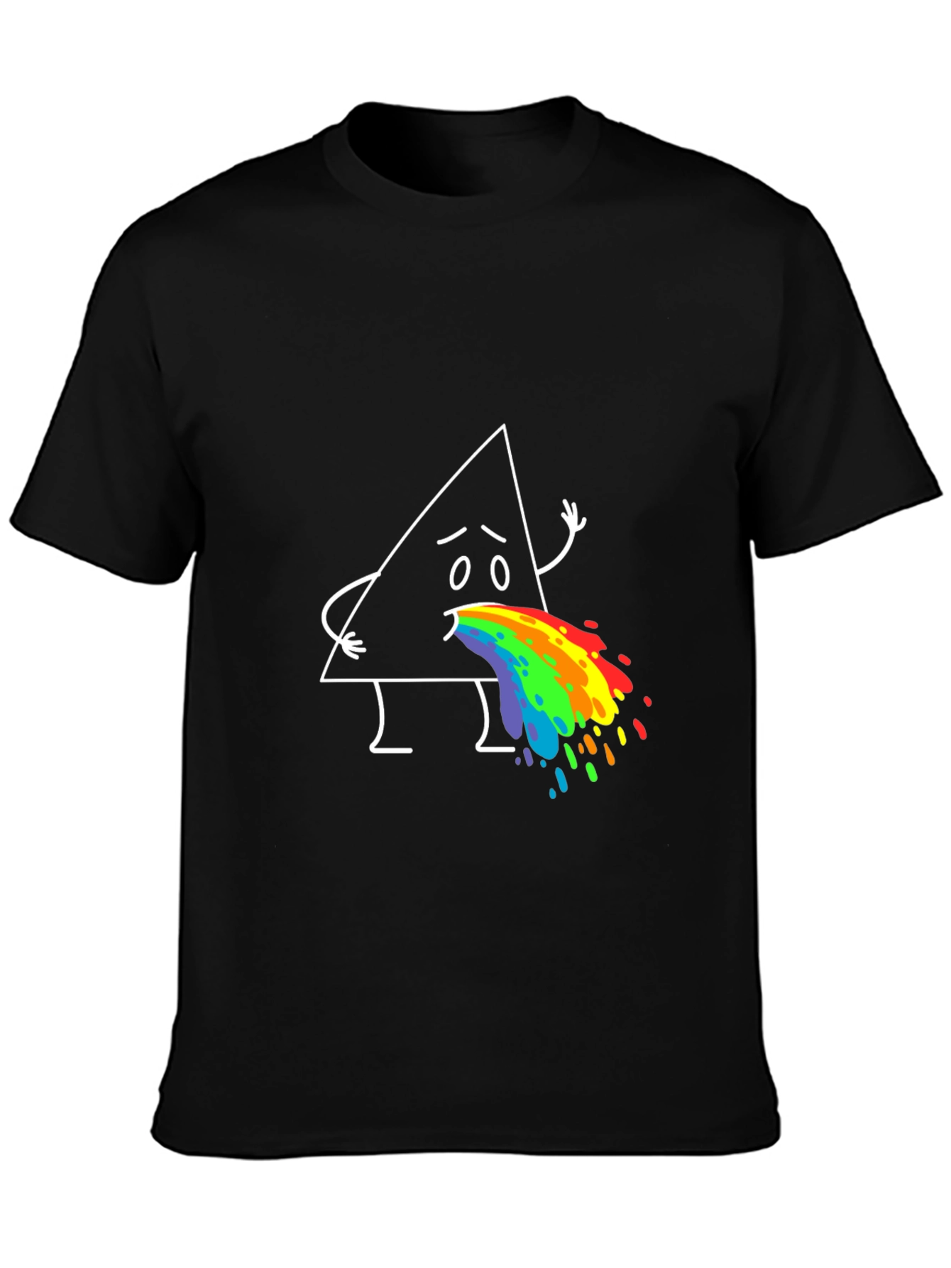 Funny Triangle Rainbow Puke Graphic Tee