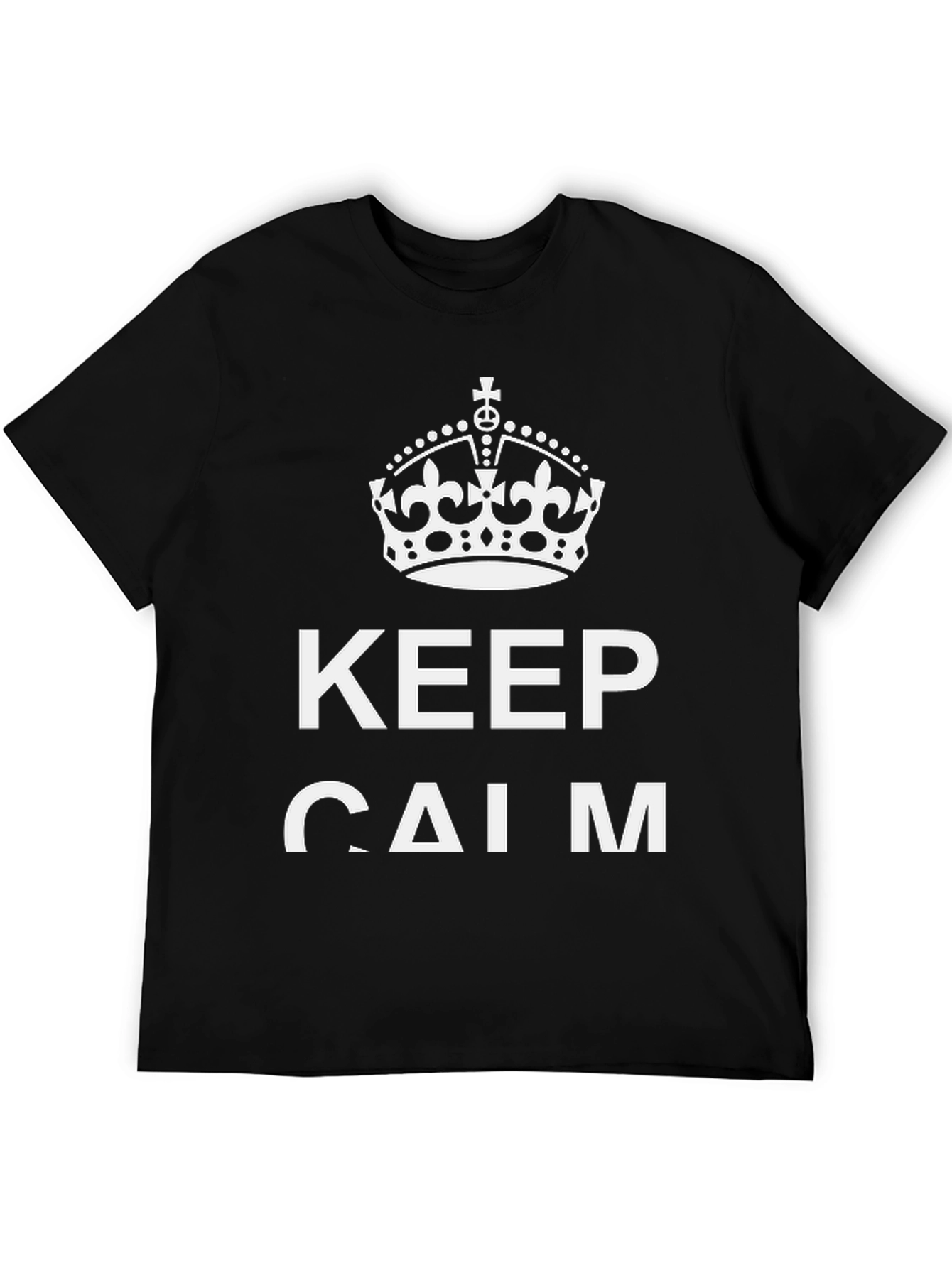 Keep Calm Graphic Tee - Black Cotton Blend T-Shirt