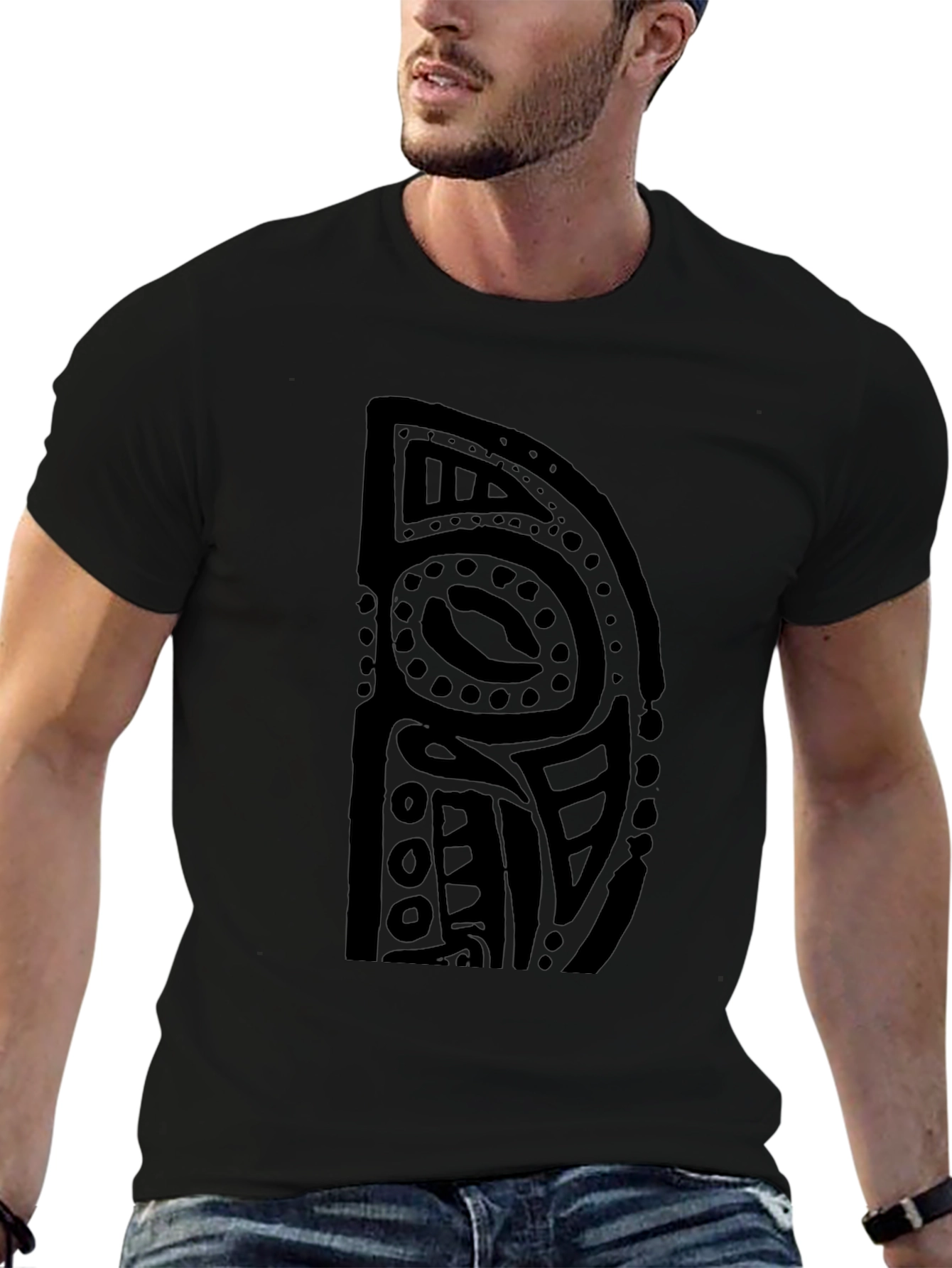 Abstract Black Graphic Tee - Casual Style