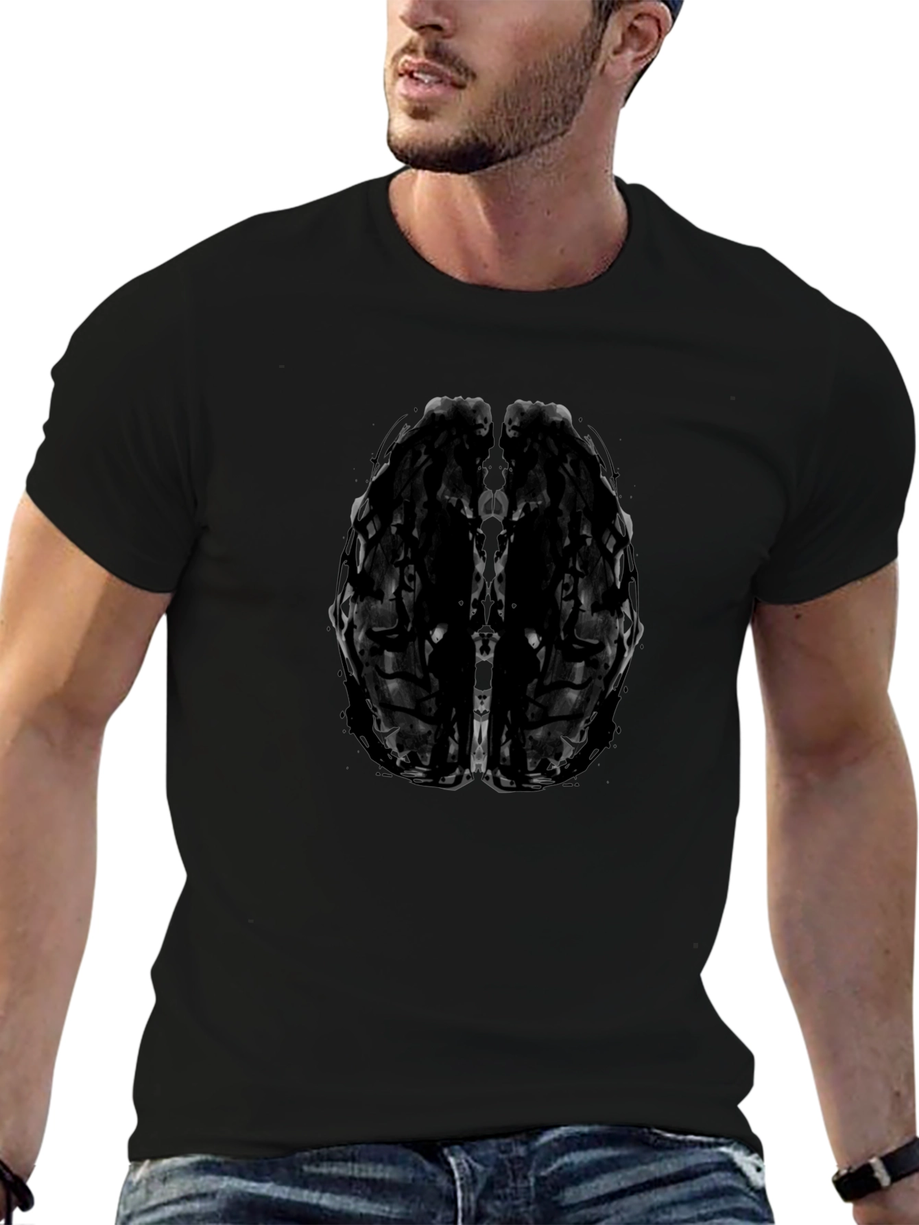 Abstract Brain Graphic Black T-Shirt