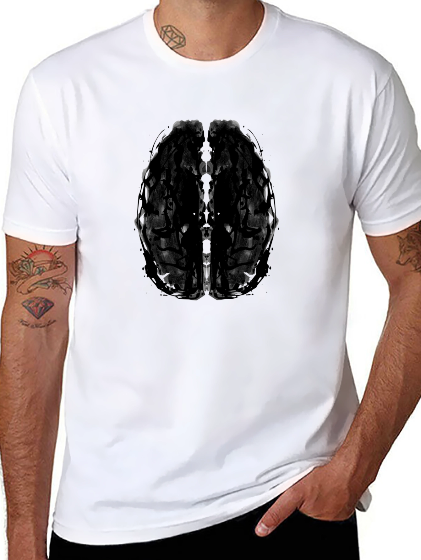 Abstract Brain Graphic Black T-Shirt