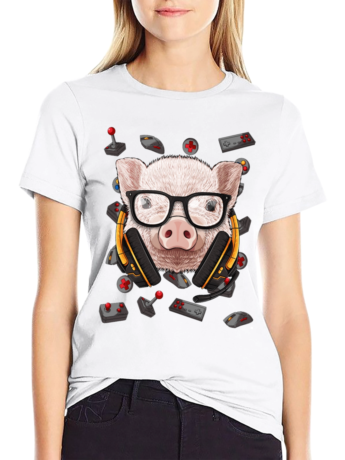 Gamer Pig T-Shirt - Funny Animal Tee