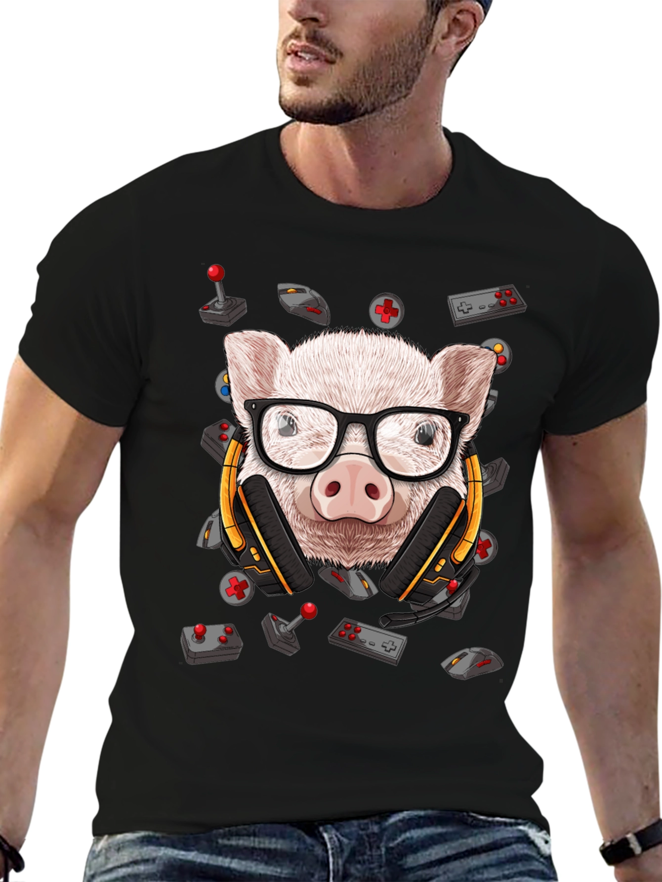 Gamer Pig T-Shirt - Funny Animal Tee