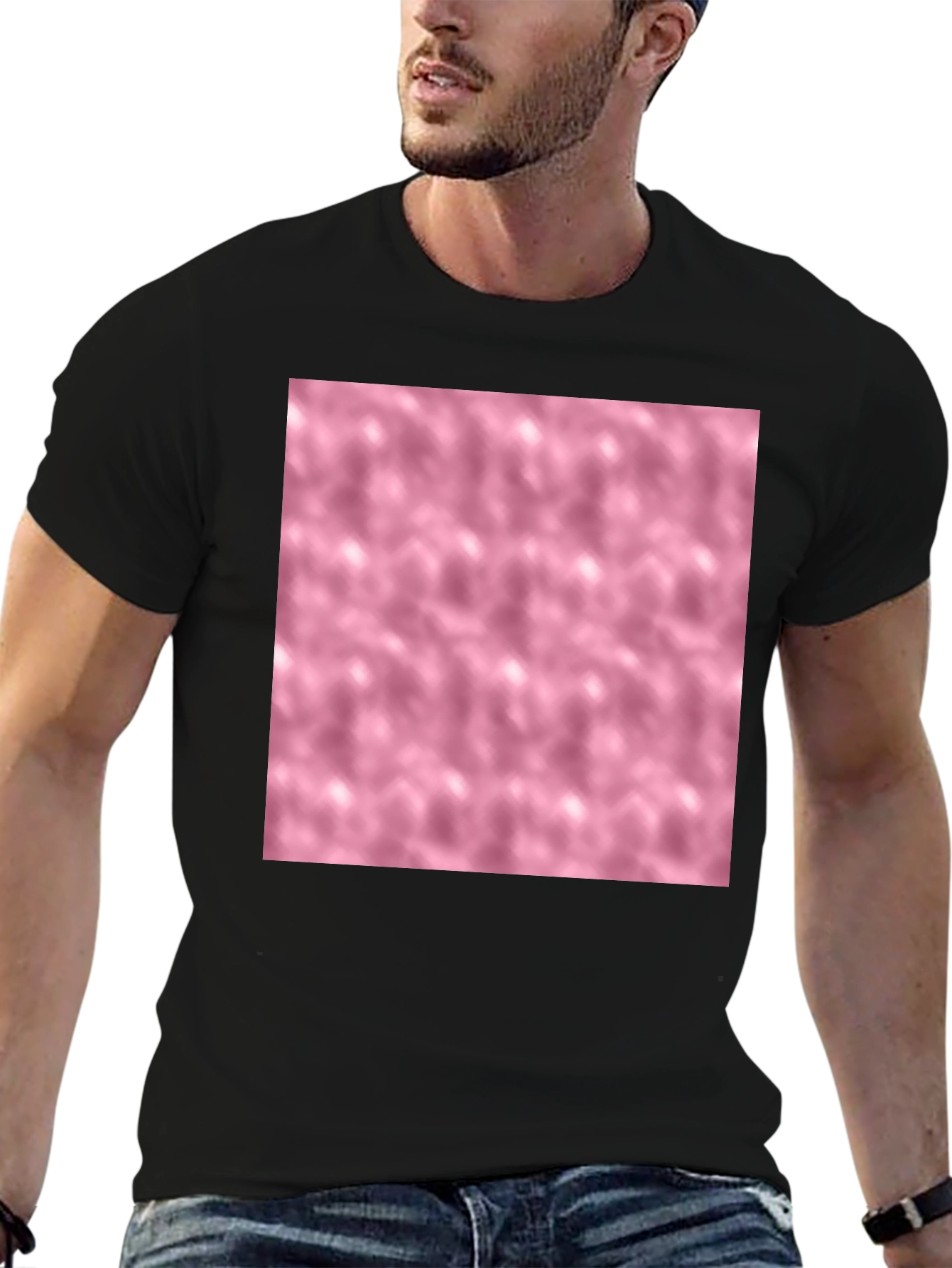 Abstract Pink Pattern Tee - Stylish Black T-Shirt