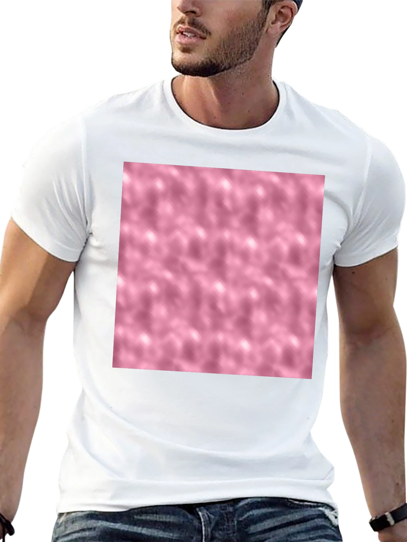 Abstract Pink Pattern Tee - Stylish Black T-Shirt