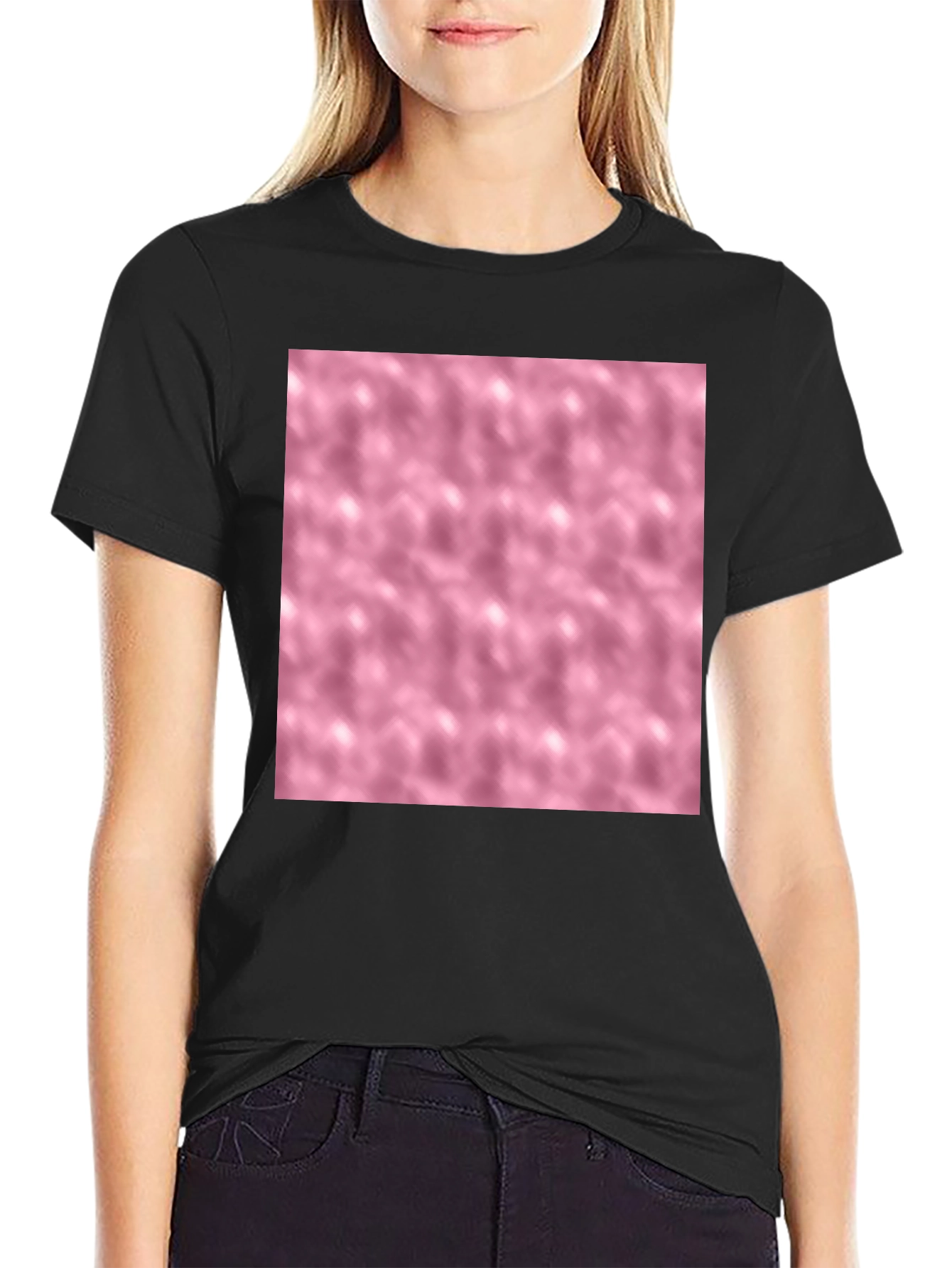 Abstract Pink Pattern Tee - Stylish Black T-Shirt