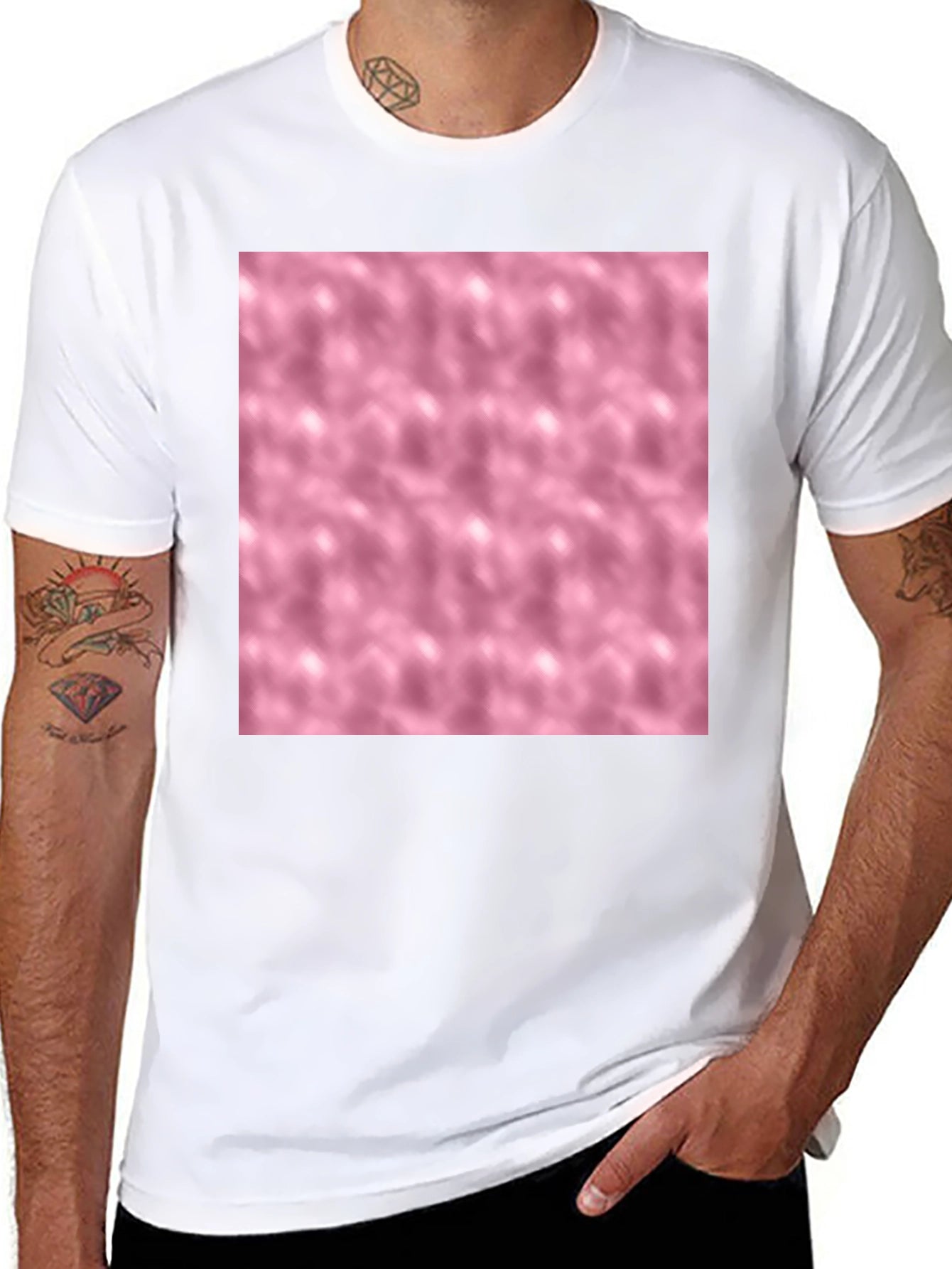 Abstract Pink Pattern Tee - Stylish Black T-Shirt