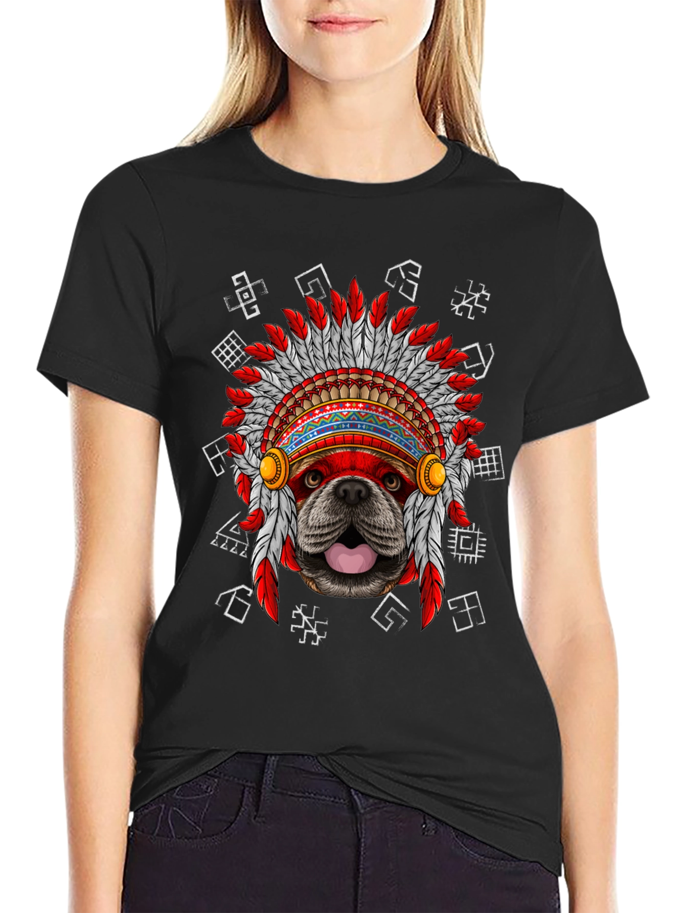 Tribal Style Dog Graphic T-Shirt – Unique Artistic Dog Lover Tee