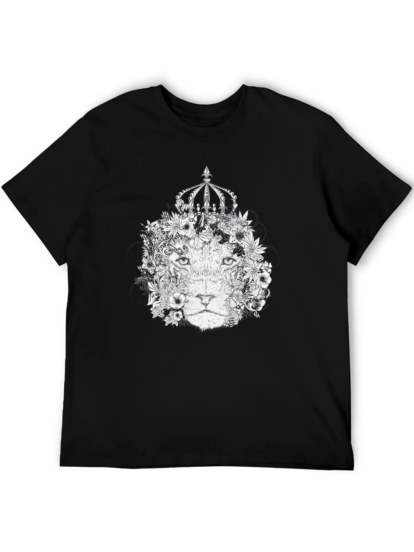 Lion King Floral Crown Black T-Shirt