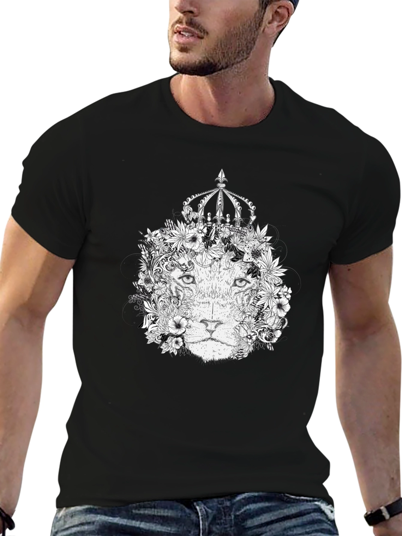 Lion King Floral Crown Black T-Shirt