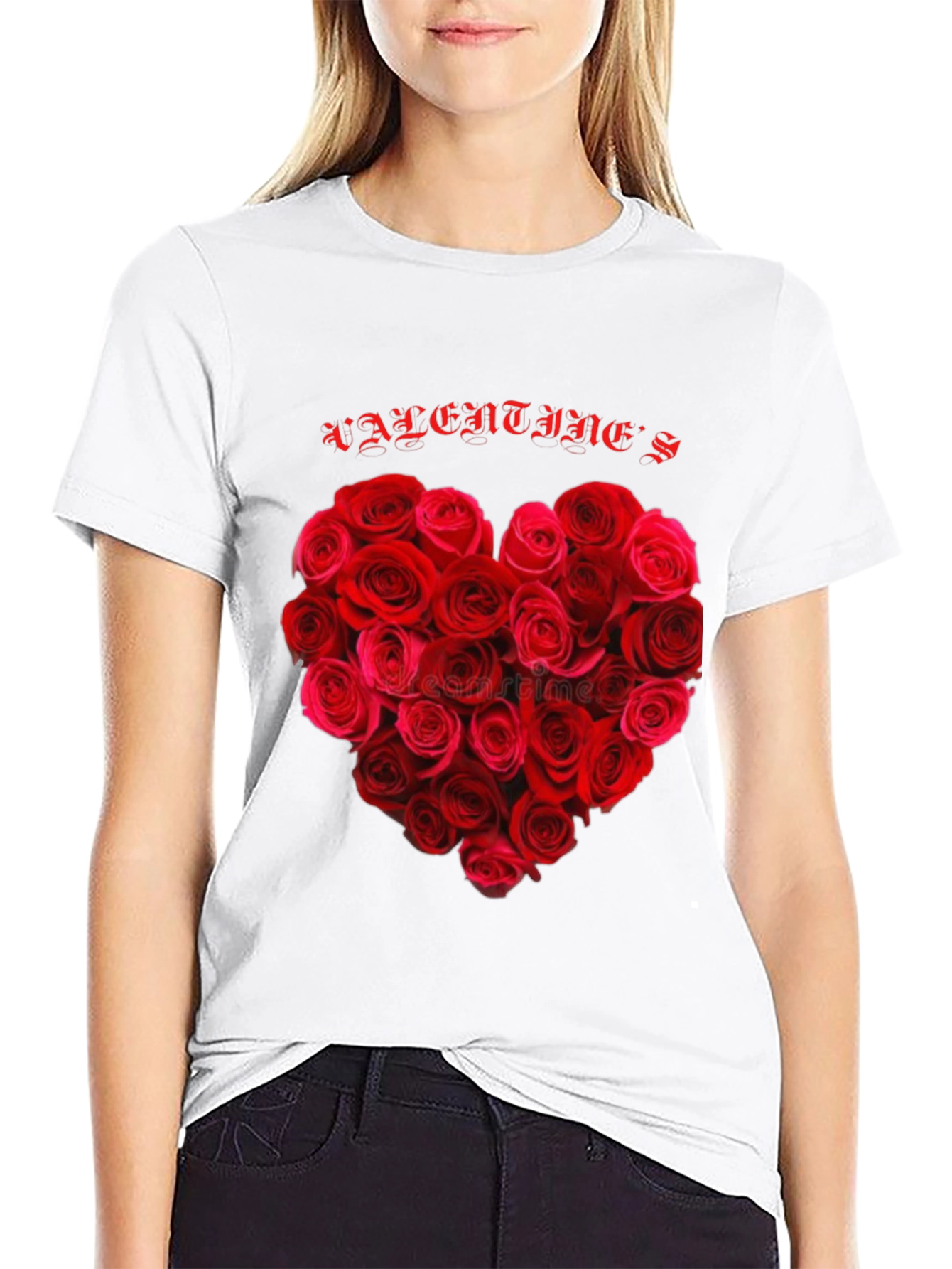 Valentines Rose Heart Graphic T-Shirt